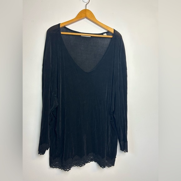 Coldwater Creek plus Size 2X Liquid FabricStretch Long Sleeve Blouse Witchy Goth - Picture 1 of 11